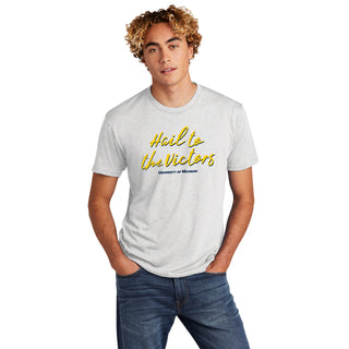 Michigan Fight Song Script Triblend T-Shirt - Heather White