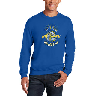 Michigan Volleyball Spike Crewneck Sweatshirt - Royal