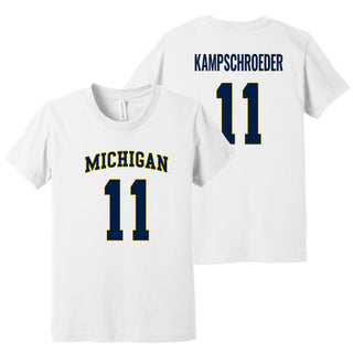 Michigan NIL Kampschroeder 11 Canvas Jersey Youth T-Shirt - White