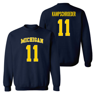 Michigan NIL Kampschroeder 11 Crewneck Sweatshirt - Navy