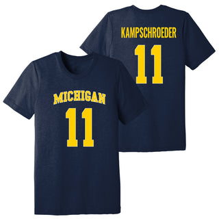 Michigan NIL Kampschroeder 11 Canvas Triblend T-Shirt - Solid Navy