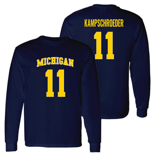Michigan NIL Kampschroeder 11 Long Sleeve - Navy