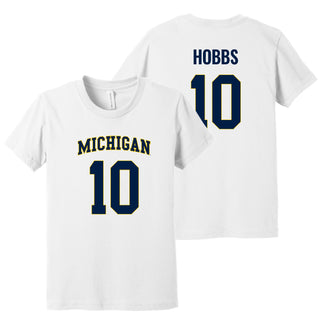 Michigan NIL Hobbs 10 Canvas Jersey Youth T-Shirt - White