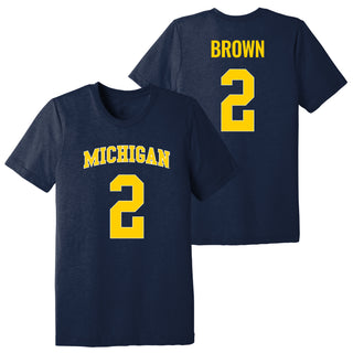 Michigan NIL Brown 2 Canvas Triblend T-Shirt - Solid Navy