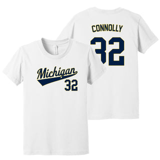 Michigan NIL Baseball Connolly 32 Canvas Jersey Youth T-Shirt - White