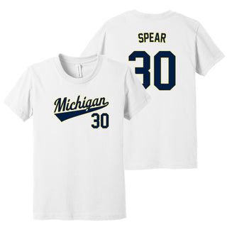 Michigan NIL Baseball Spear 30 Canvas Jersey Youth T-Shirt - White