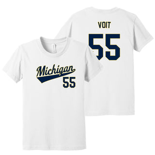 Michigan NIL Baseball Voit 55 Canvas Jersey Youth T-Shirt - White