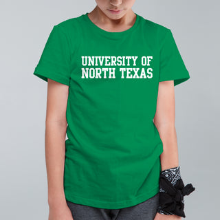 University of North Texas Mean Green Basic Block Cotton Youth T-Shirt - Irish Green