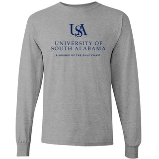 South Alabama Jaguars Institutional Logo Long Sleeve T Shirt - Sport Grey
