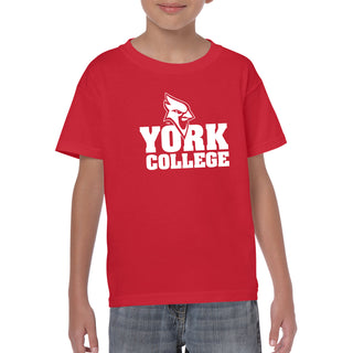 York College Cardinals Basic Block Cotton Short Sleeve Youth T Shirt - Red
