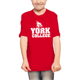 York College Cardinals Basic Block Cotton Short Sleeve Youth T Shirt - Red