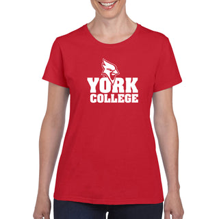 York College Cardinals Basic Block Cotton Womens Short Sleeve T Shirt - Red