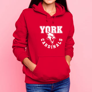 York College Cardinals Arch Logo Heavy Blend Hoodie - Red