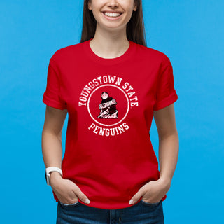 Youngstown Penguins Distressed Circle Logo T-Shirt - Red