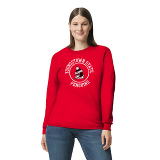 Youngstown Penguins Distressed Circle Logo Long Sleeve - Red