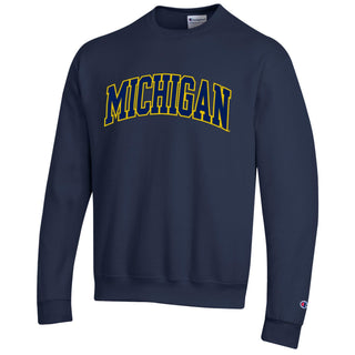 Champion Michigan Tackle Twill Powerblend Crewneck - Navy