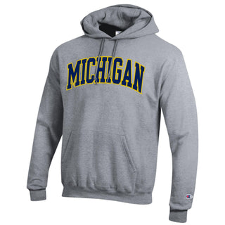 Champion Michigan Tackle Twill Powerblend Hoodie - Heather Gray