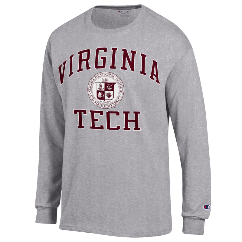 Virginia Tech Crest Basic Long Sleeve - Oxford Heather