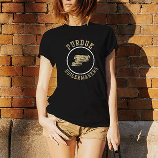 Distressed Circle Logo Purdue - Black