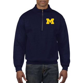 Michigan Primary Logo 1/4 Zip Sweatshirt - Navy