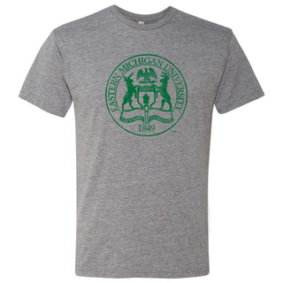 Eastern Michigan University Eagles Distressed Seal Short Sleeve T Shirt - Premium Heather