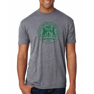 Eastern Michigan University Eagles Distressed Seal Short Sleeve T Shirt - Premium Heather
