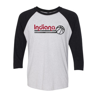 Indiana University Hoosiers Basketball Bubble Raglan T Shirt - Heather White/Black