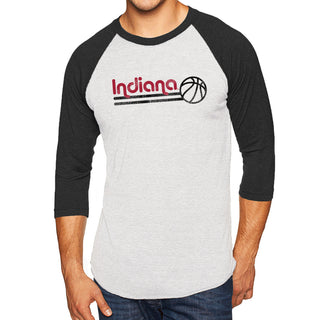 Indiana University Hoosiers Basketball Bubble Raglan T Shirt - Heather White/Black