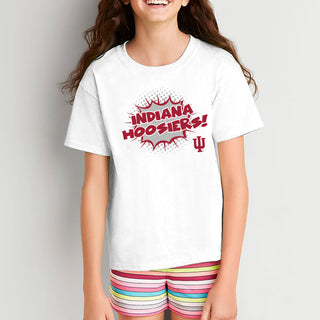 Indiana University Hoosiers Comic Blast Youth Basic Cotton Short Sleeve T-Shirt - White