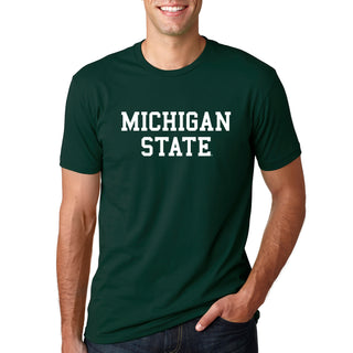 Michigan State University Spartans Basic Block Short Sleeve T Shirt - Forest Green