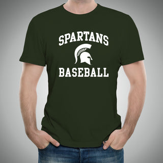 Michigan State University Spartans Arch Logo Baseball Short Sleeve T Shirt - Forest