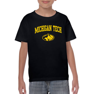 Michigan Technological University Huskies Arch Logo Cotton Youth T-Shirt - Black