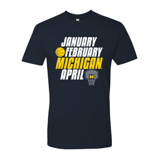 Month of Michigan Basketball University of Michigan Premium Cotton Short Sleeve T-Shirt - Midnight Navy