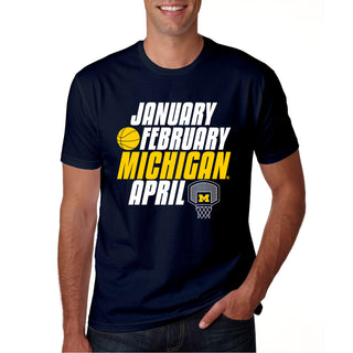 Month of Michigan Basketball University of Michigan Premium Cotton Short Sleeve T-Shirt - Midnight Navy