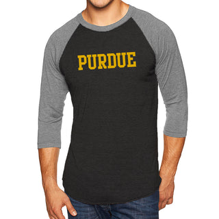 Purdue University Boilermakers Basic Block Raglan - Vintage Black/Premium Heather
