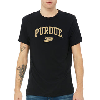 Purdue University Boilermakers Arch Logo Short Sleeve T Shirt - Black