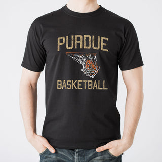 Purdue University Boilermakers Retro Faded Basketball Short Sleeve T Shirt - Black
