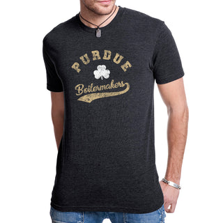 Purdue Boilermakers Retro Clover Script Triblend T Shirt - Vintage Black