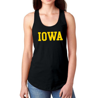 University of Iowa Hawkeyes Basic Block Racerback Tank Top - Black
