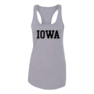 University of Iowa Hawkeyes Basic Block Racerback Tank Top - Heather Grey