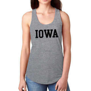 University of Iowa Hawkeyes Basic Block Racerback Tank Top - Heather Grey