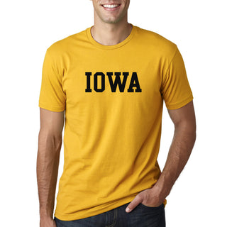 University of Iowa Hawkeyes Arch Logo Premium Cotton Short Sleeve T Shirt - Gold