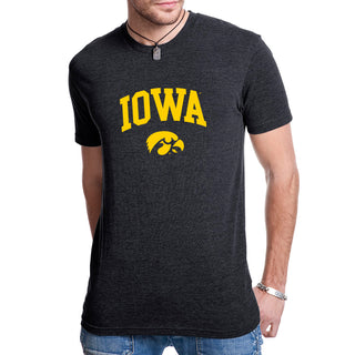 University of Iowa Hawkeyes Arch Logo Triblend Short Sleeve T Shirt- Vintage Black