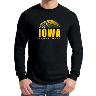 University of Iowa Hawkeyes Basketball Shadow Long Sleeve T Shirt- Black