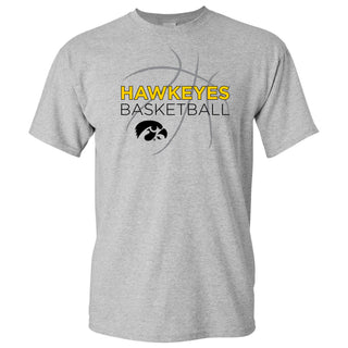 University of Iowa Hawkeyes Basketball Sketch Basic Cotton Short Sleeve T Shirt - Sport Grey