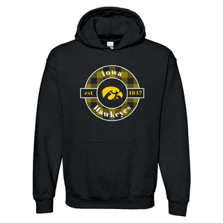 Iowa Plaid Circle Hoodie - Black