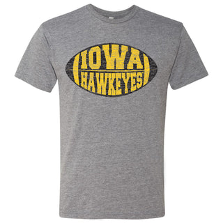 Faded Block Football Iowa Hawkeyes Triblend Short Sleeve T Shirt - Premium Heather