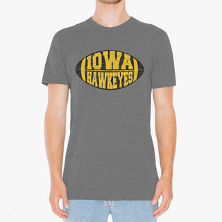 Faded Block Football Iowa Hawkeyes Triblend Short Sleeve T Shirt - Premium Heather