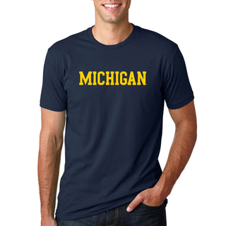 Basic Block University of Michigan Premium Short Sleeve T Shirt - Midnight Navy