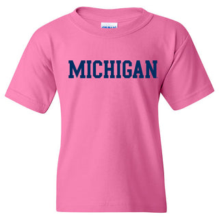 Michigan Wolverines Basic Block Youth T Shirt - Azalea
